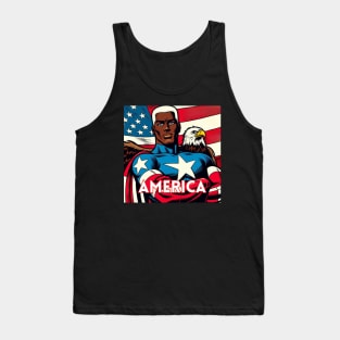 America Black Comic Book Superhero Patriotic USA July 4 Tank Top